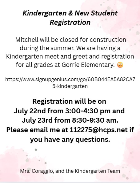  Kinde3rgarten and New Student Registration
